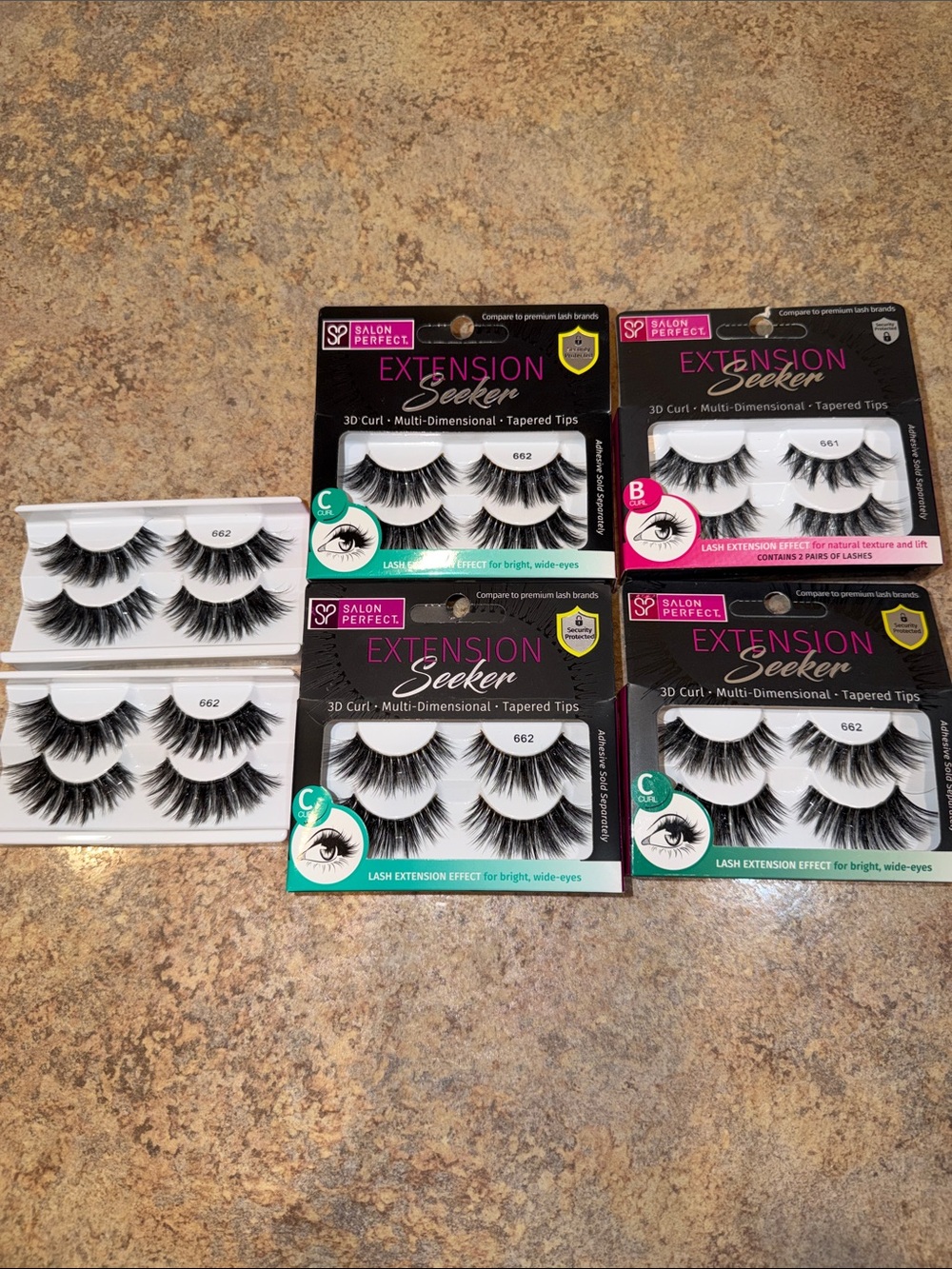 Salon Perfect Extension Seeker Black False Eyelash Multipack 661 & 662 NIB